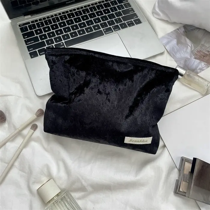 Sac à cosmétiques en velours de grande capacité pour femmes, organisateur de produits de toilette, s