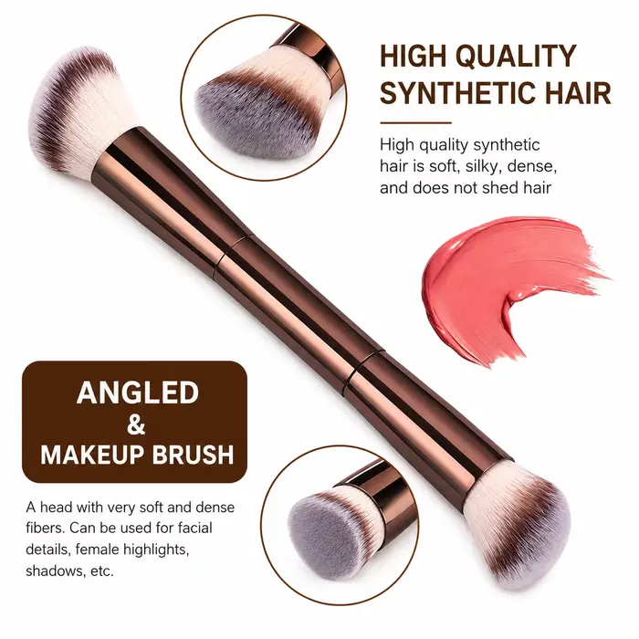 Ensemble de 2 pinceaux de maquillage à double extrémité – Fond de teint et blush