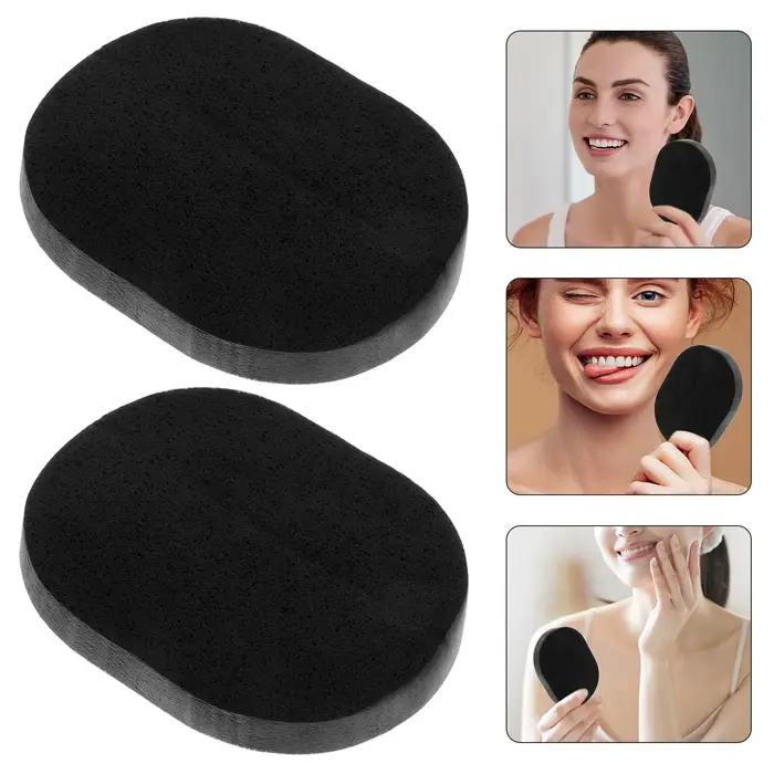 2 éponges nettoyantes pour le visage en bambou souple et fin produisent de riches bulles, nettoient 